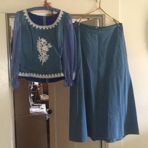 Hand made lightweight denim two piece dress